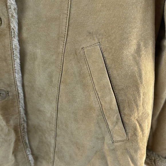 Eddie Bauer Fur Lined Suede Button Down Coat - Picture 4 of 11